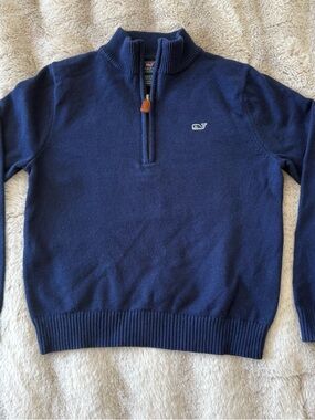 Vineyard Vines Boys Navy Blue 100% Cotton Quarter-Zip Sweater